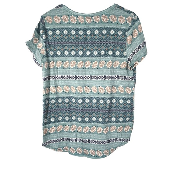 Wall Flower Ladies Sz XL Lotus Floral Print Tie Front T Shirt Hi Low Tunic - Picture 2 of 12